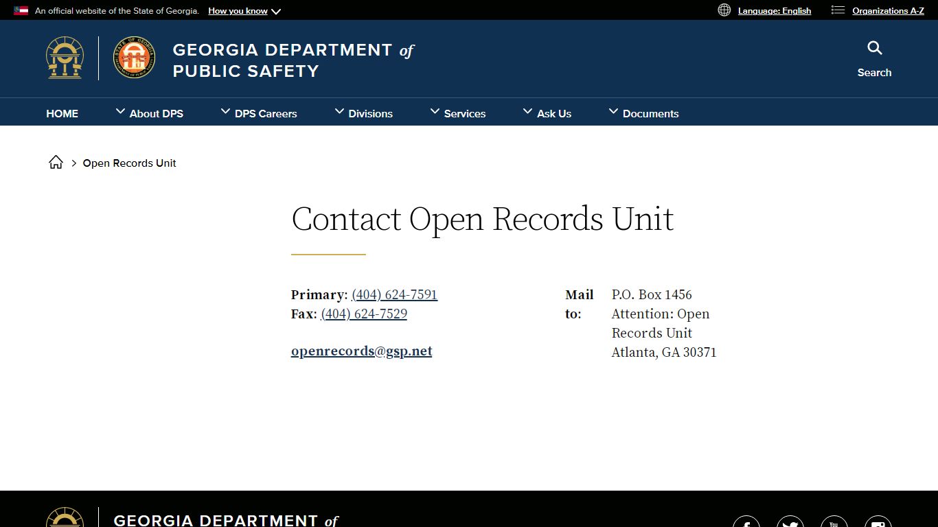 Open Records Unit | Georgia Department of Public Safety